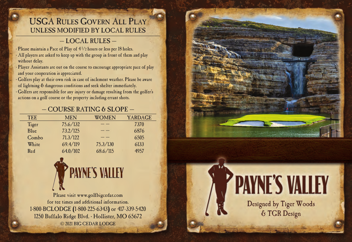Payne's Valley Scorecard Front 9